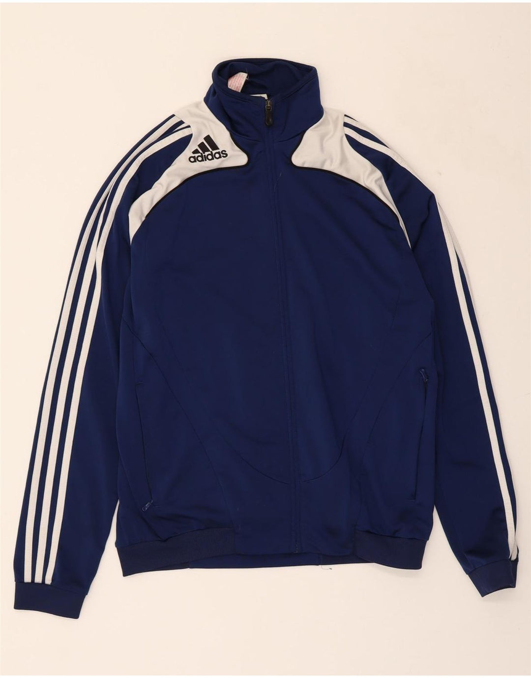 ADIDAS Boys Tracksuit Top Jacket 15-16 Years Navy Blue Colourblock Vintage Adidas and Second-Hand Adidas from Messina Hembry 