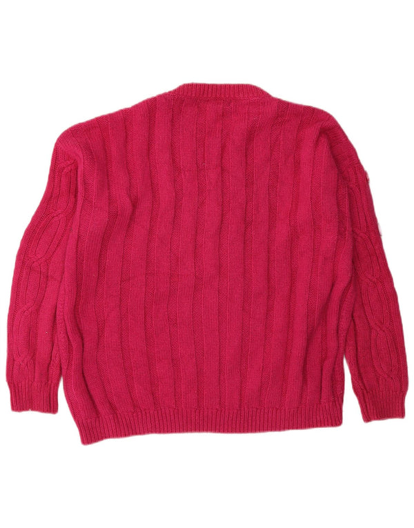 Marks & Spencer Womens Boat Neck Jumper Sweater UK 14 Large Pink Cotton