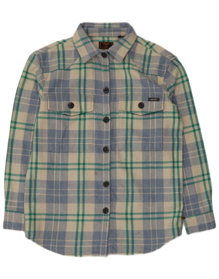 Superdry Womens Oversized Flannel Shirt UK 10 Small Multicoloured Check