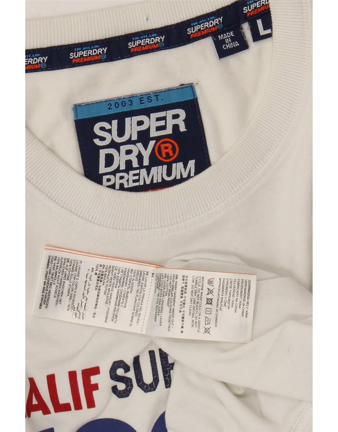 SUPERDRY Mens Graphic T-Shirt Top Large White Cotton