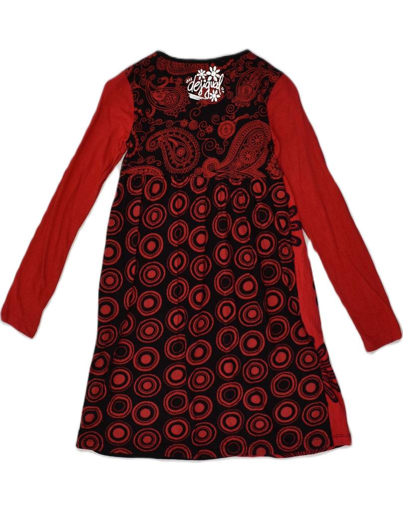 DESIGUAL Girls Graphic A-Line Dress 9-10 Years Red Patchwork Cotton | Vintage Desigual | Thrift | Second-Hand Desigual | Used Clothing | Messina Hembry 