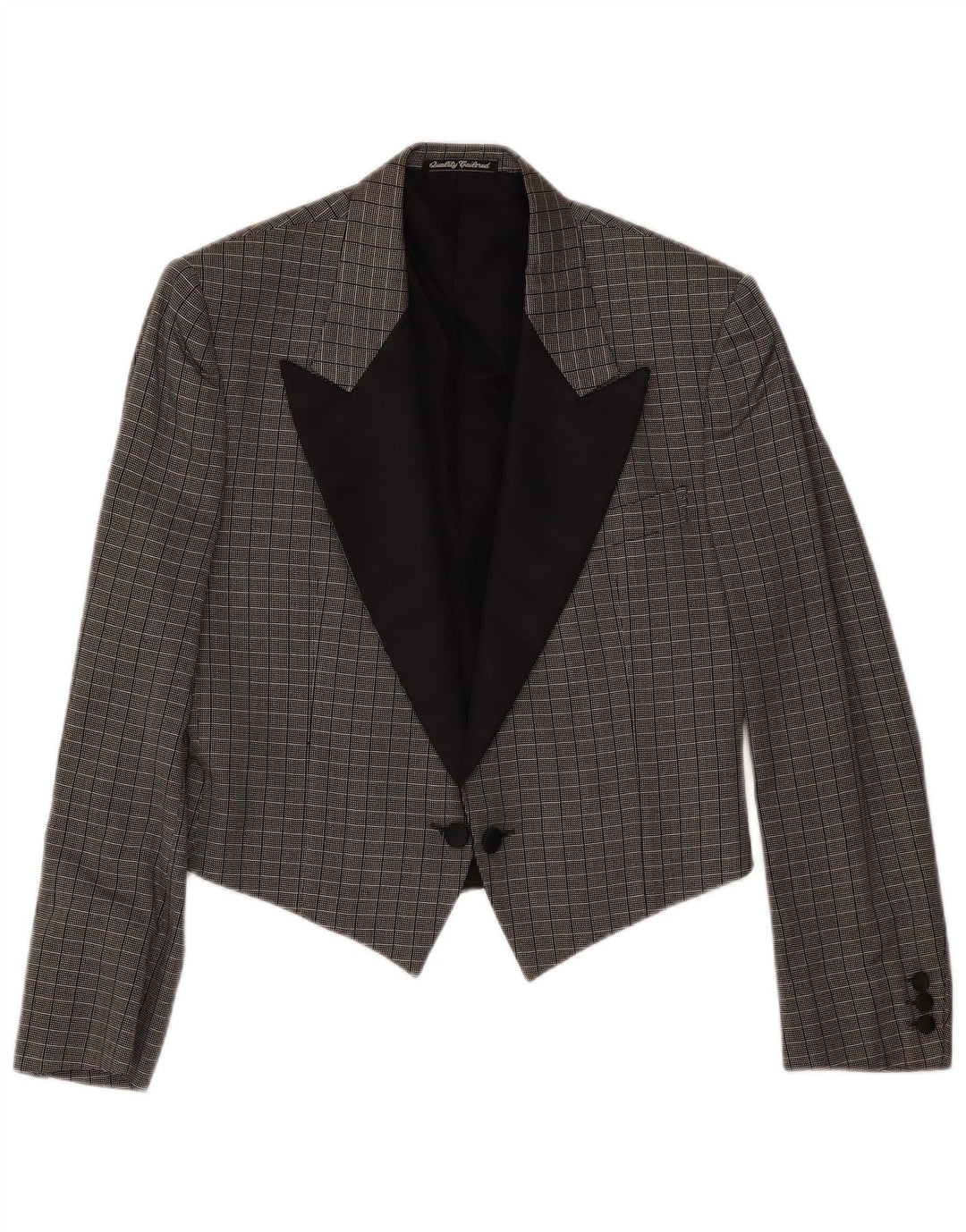 Sidi Womens Double Breasted Blazer Jacket IT 48 XL Grey Check Silk