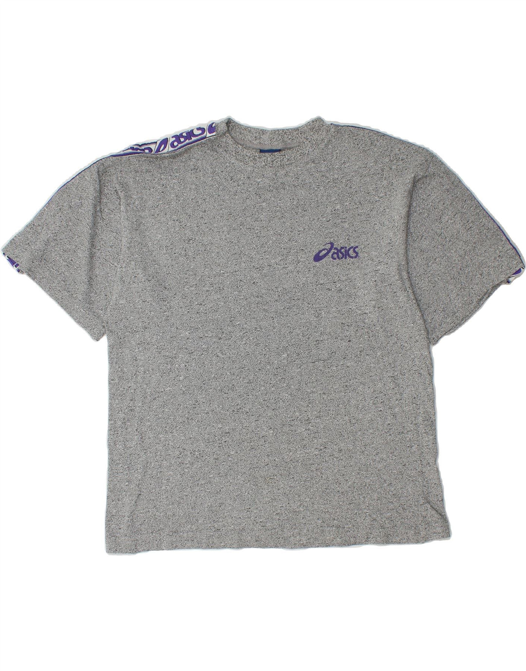ASICS Mens Graphic T-Shirt Top Large Grey Flecked Cotton Vintage Asics and Second-Hand Asics from Messina Hembry 
