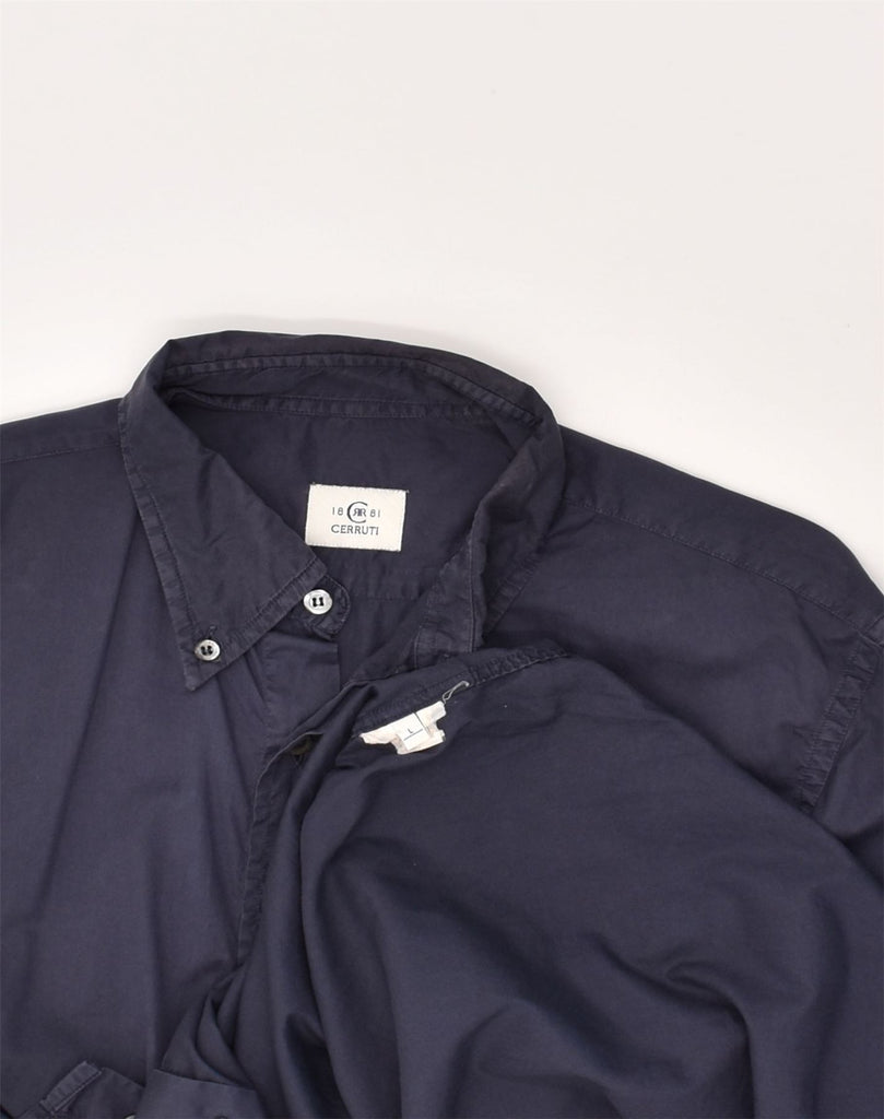 CERRUTI 1881 Mens Shirt Large Navy Blue | Vintage Cerruti 1881 | Thrift | Second-Hand Cerruti 1881 | Used Clothing | Messina Hembry 