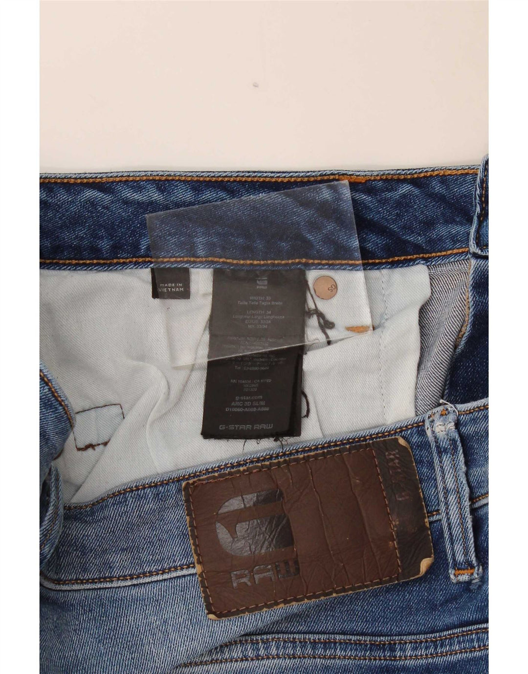 G-Star Mens 3D Arc Slim Jeans W33 L34 Blue Cotton