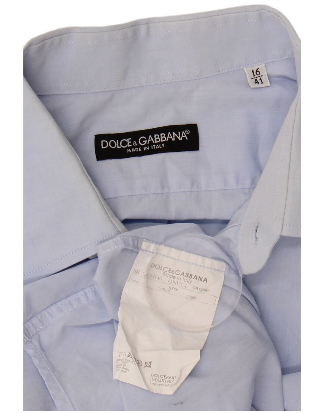 DOLCE & GABBANA Mens Shirt Size 16 41 Large Blue Cotton