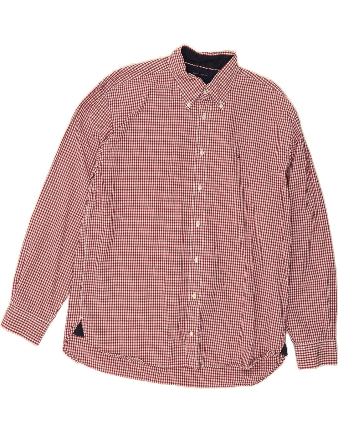 TOMMY HILFIGER Mens Shirt 2XL Red Gingham Cotton Vintage Tommy Hilfiger and Second-Hand Tommy Hilfiger from Messina Hembry 
