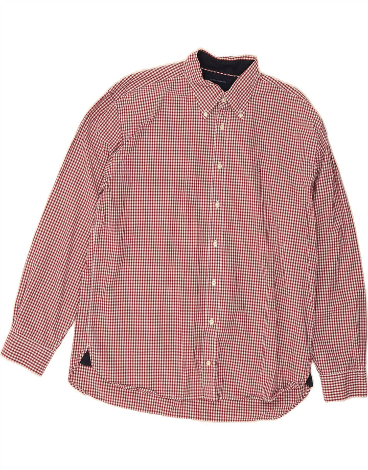 TOMMY HILFIGER Mens Shirt 2XL Red Gingham Cotton Vintage Tommy Hilfiger and Second-Hand Tommy Hilfiger from Messina Hembry 