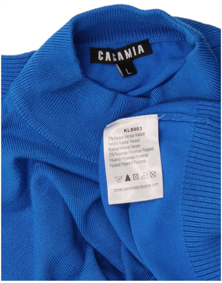 CASAMIA Womens Turtle Neck Jumper Sweater UK 16 Large Blue Viscose