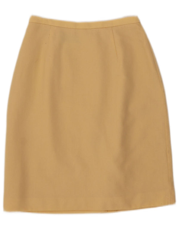 Laura Ashley Womens High Waist Pencil Skirt UK 10 Small W24 Yellow Wool