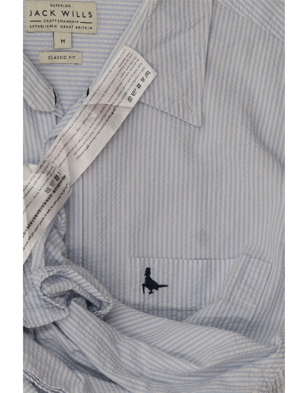 Jack Wills Mens Classic Fit Shirt Medium Blue Pinstripe Cotton