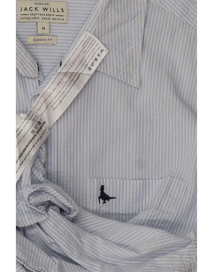 Jack Wills Mens Classic Fit Shirt Medium Blue Pinstripe Cotton