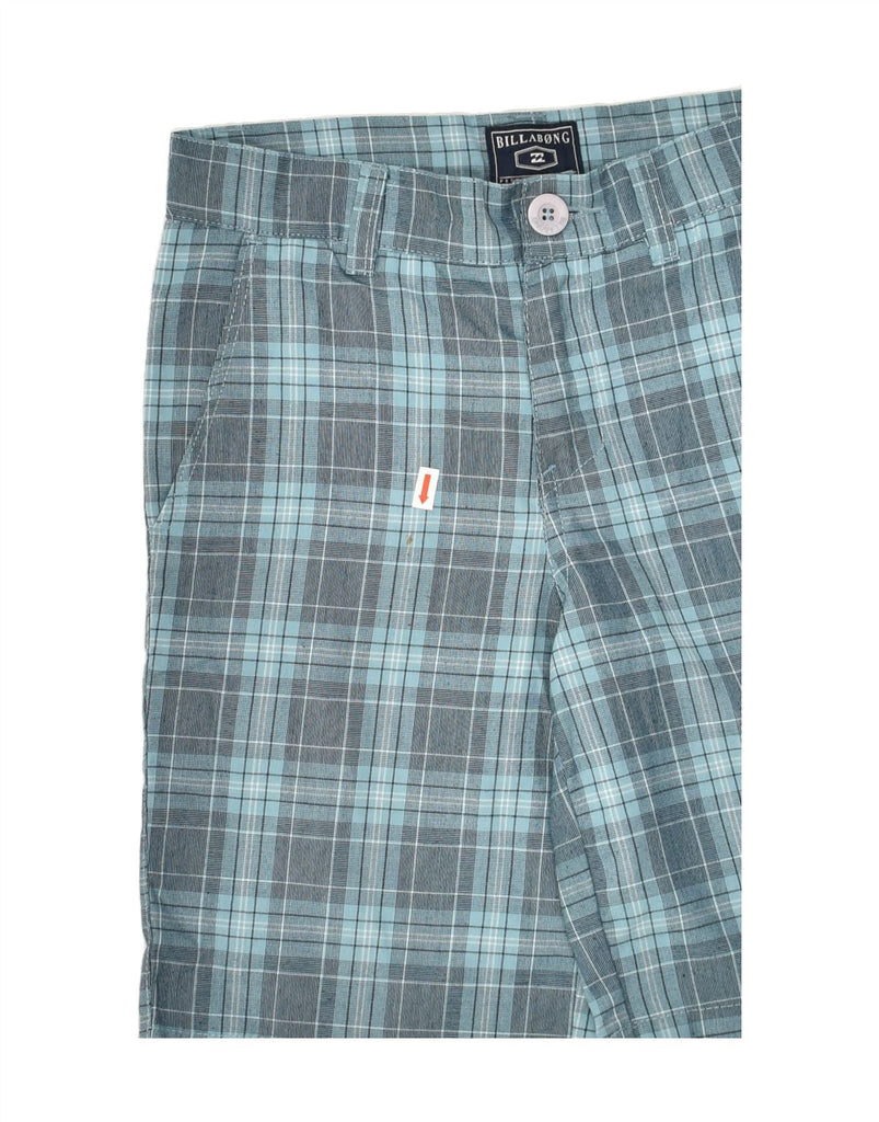 BILLABONG Boys Chino Shorts 11-12 Years W28 Blue Check Polyester | Vintage Billabong | Thrift | Second-Hand Billabong | Used Clothing | Messina Hembry 