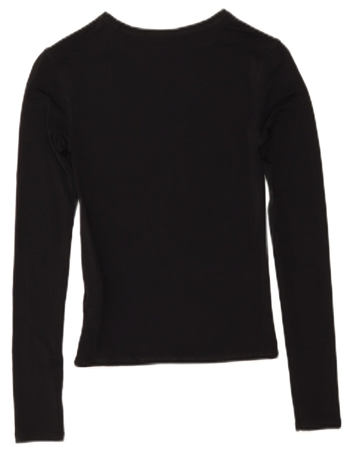Zara Womens Crop Top Long Sleeve UK 8 Small Black Polyamide