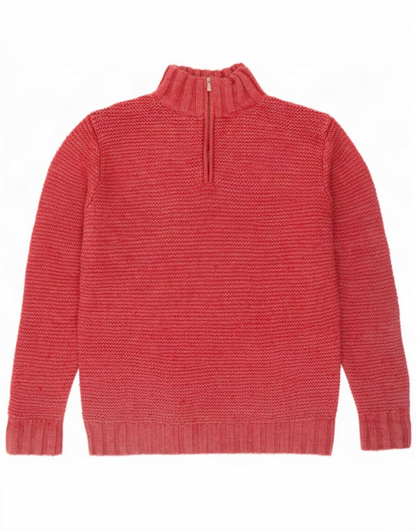 Egon Von Furstenberg Mens Zip Neck Jumper Sweater Large Red Wool