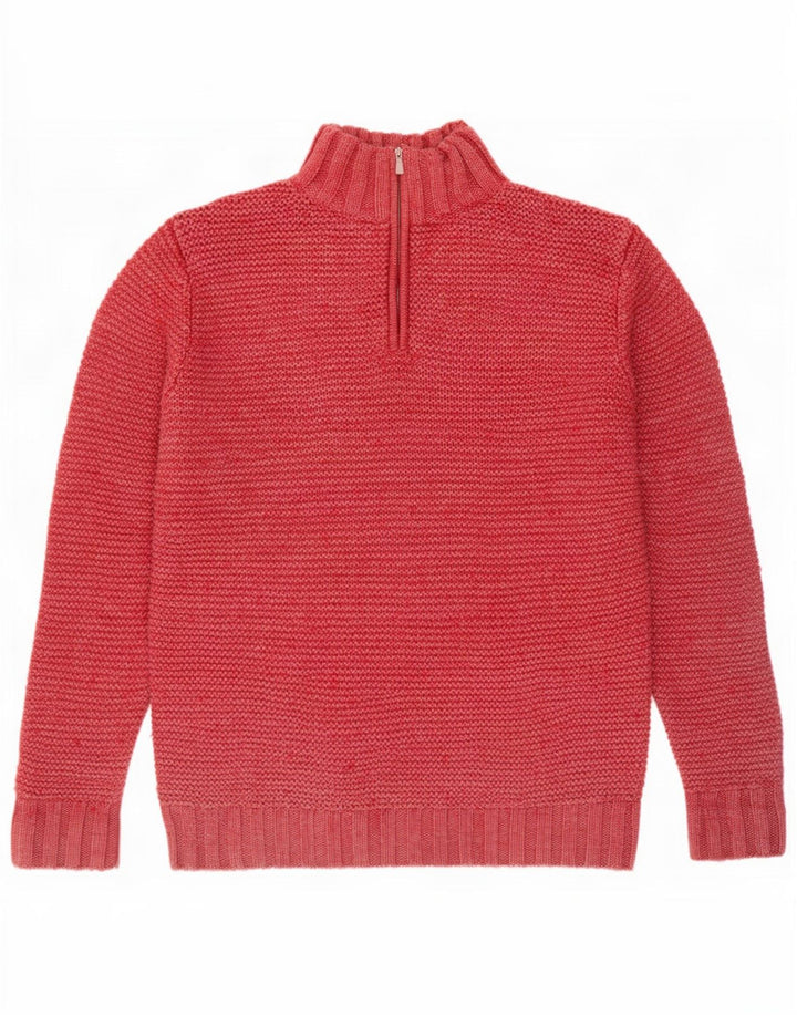 Egon Von Furstenberg Mens Zip Neck Jumper Sweater Large Red Wool