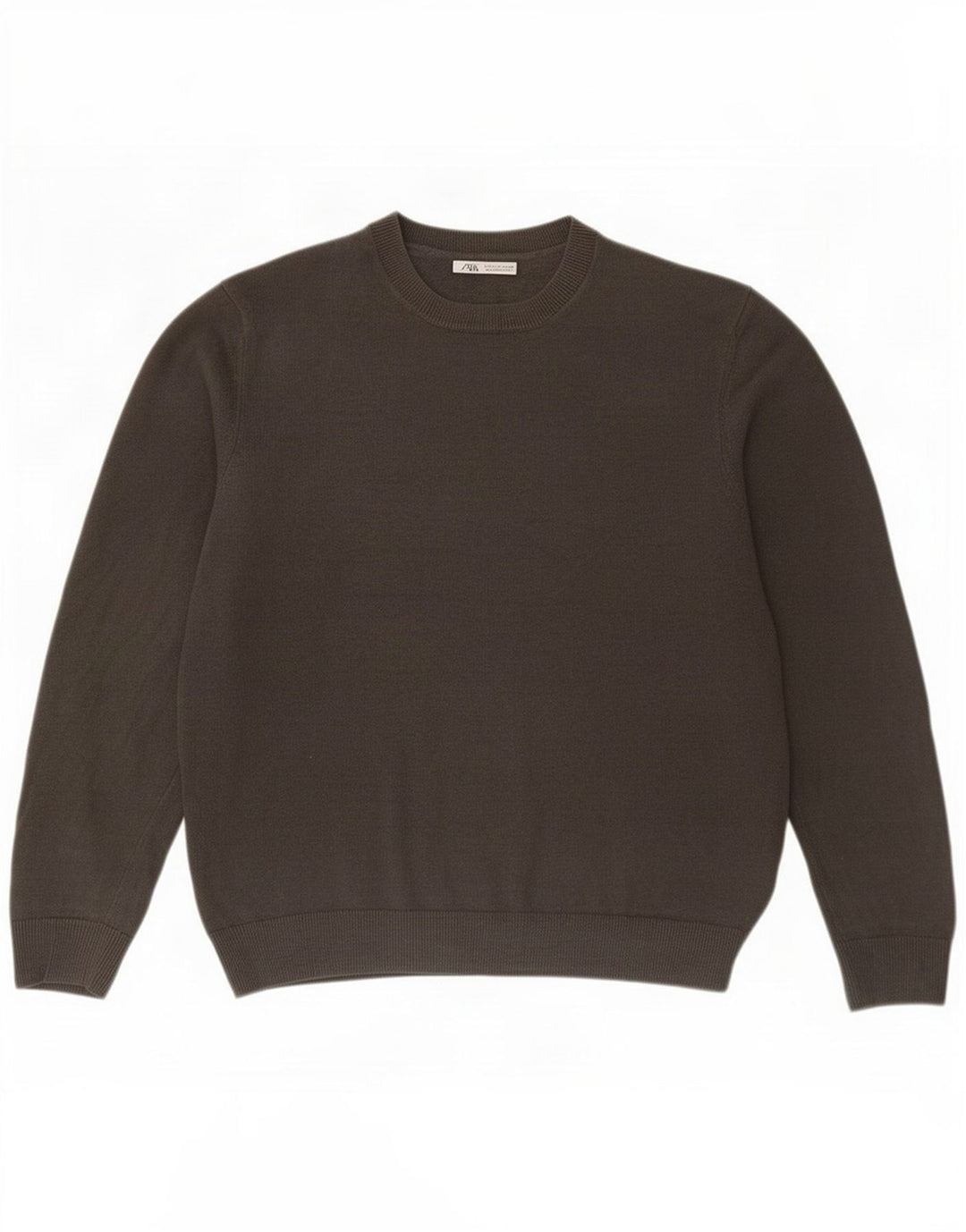 Zara Mens Crew Neck Jumper Sweater Large Grey Linen