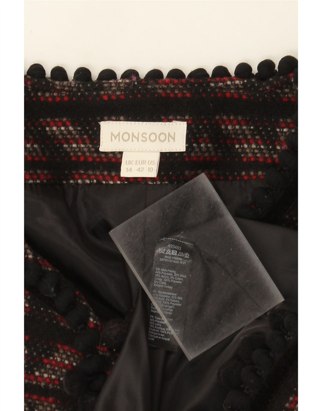 Monsoon Womens Blazer Jacket UK 14 Medium Black Geometric Polyester