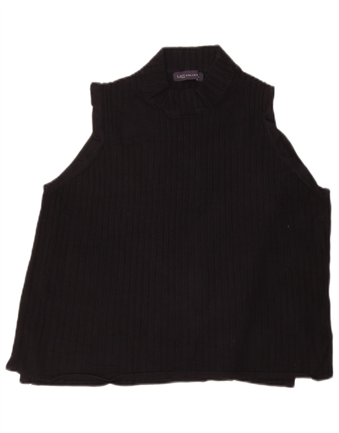 Marks & Spencer Womens Sleeveless Crop Top UK 20 2XL Black Viscose