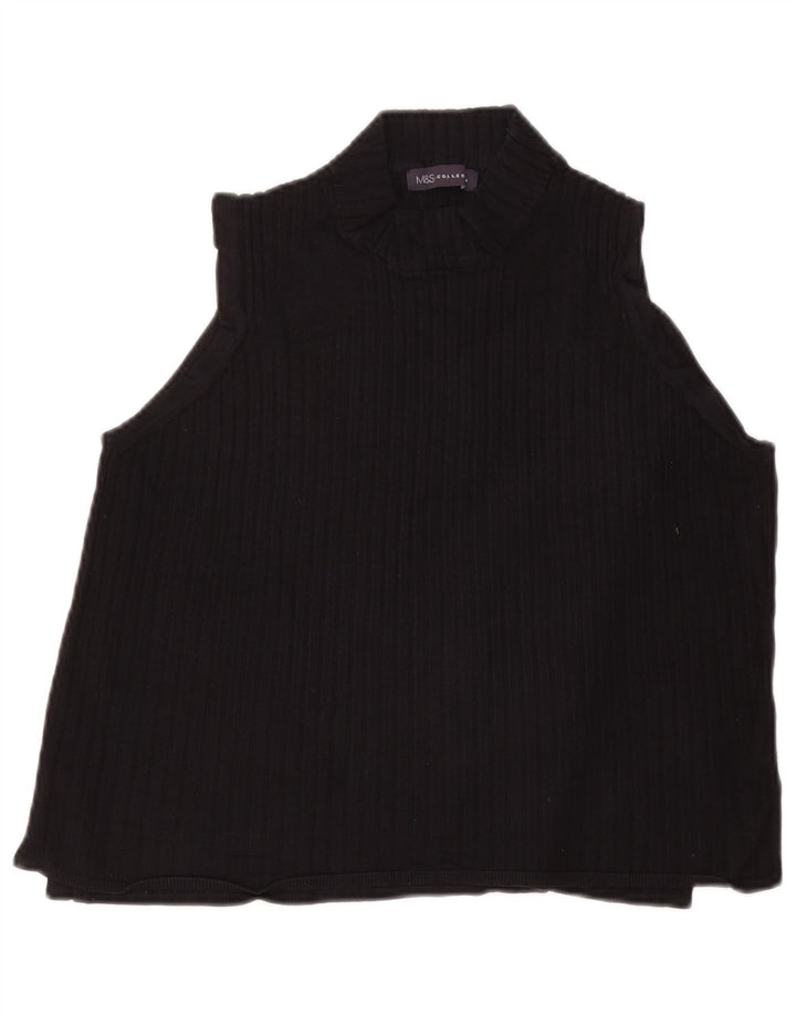 Marks & Spencer Womens Sleeveless Crop Top UK 20 2XL Black Viscose