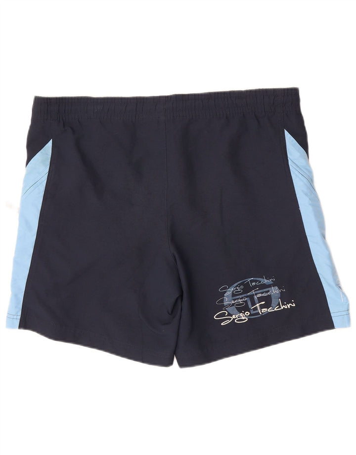 Sergio Tacchini Mens Graphic Sport Shorts Medium Navy Blue Colourblock