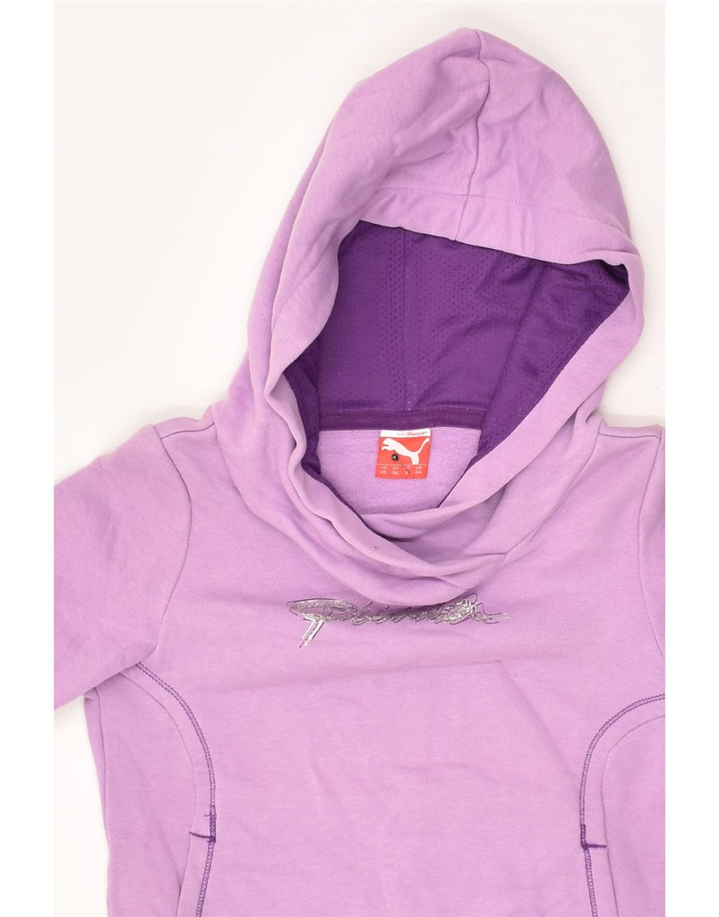 PUMA Girls Hoodie Jumper 5-6 Years Purple Cotton | Vintage Puma | Thrift | Second-Hand Puma | Used Clothing | Messina Hembry 