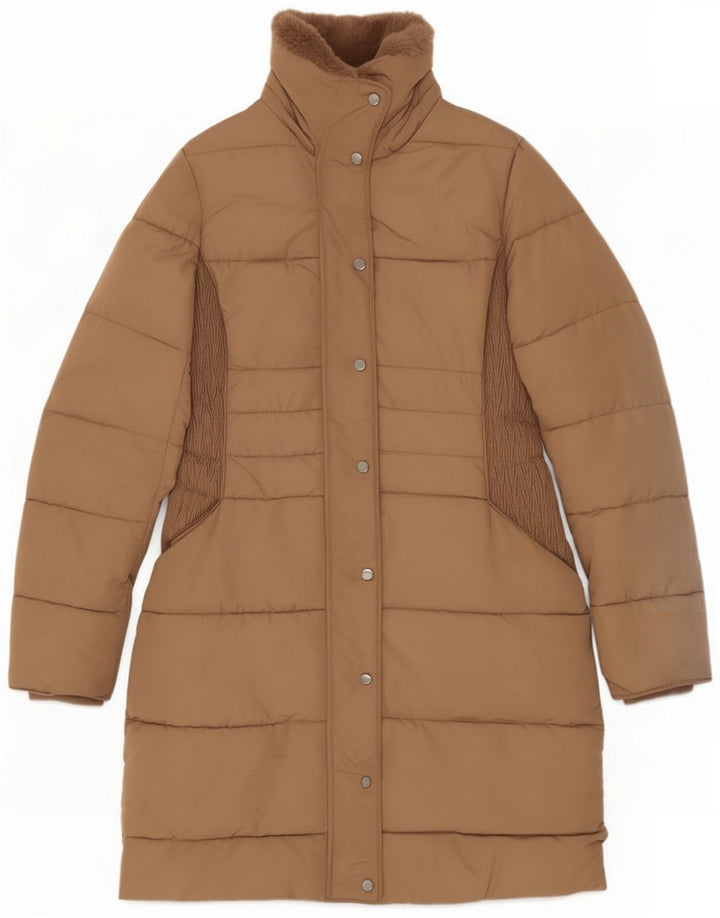 Hobbs Womens Padded Coat UK 8 Small Brown Colourblock Polyester