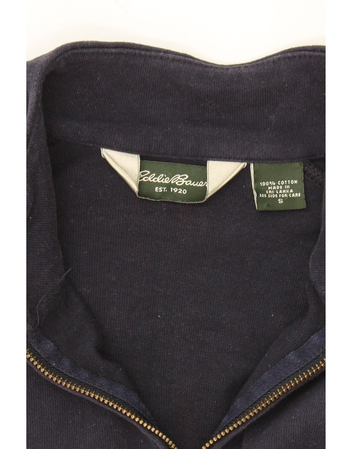 EDDIE BAUER Mens Zip Neck Sweatshirt Jumper Small Navy Blue Cotton Vintage Eddie Bauer and Second-Hand Eddie Bauer from Messina Hembry 