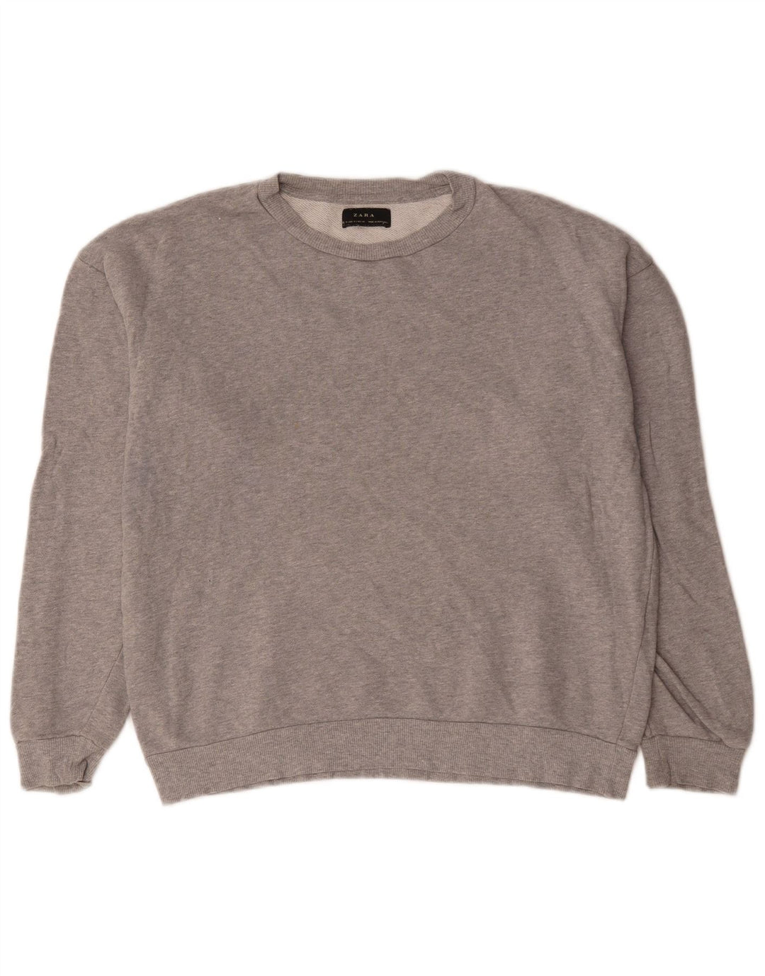 Zara Mens Sweatshirt Jumper Medium Grey Flecked Cotton