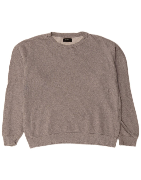 Zara Mens Sweatshirt Jumper Medium Grey Flecked Cotton