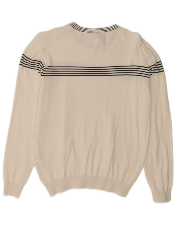 Reiss Mens Boat Neck Jumper Sweater UK 6 XS White Striped Cotton