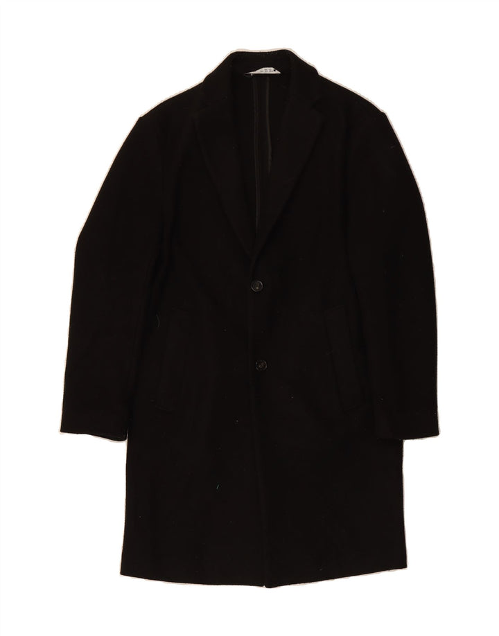 ZARA Mens Overcoat UK 36 Small Black Polyester