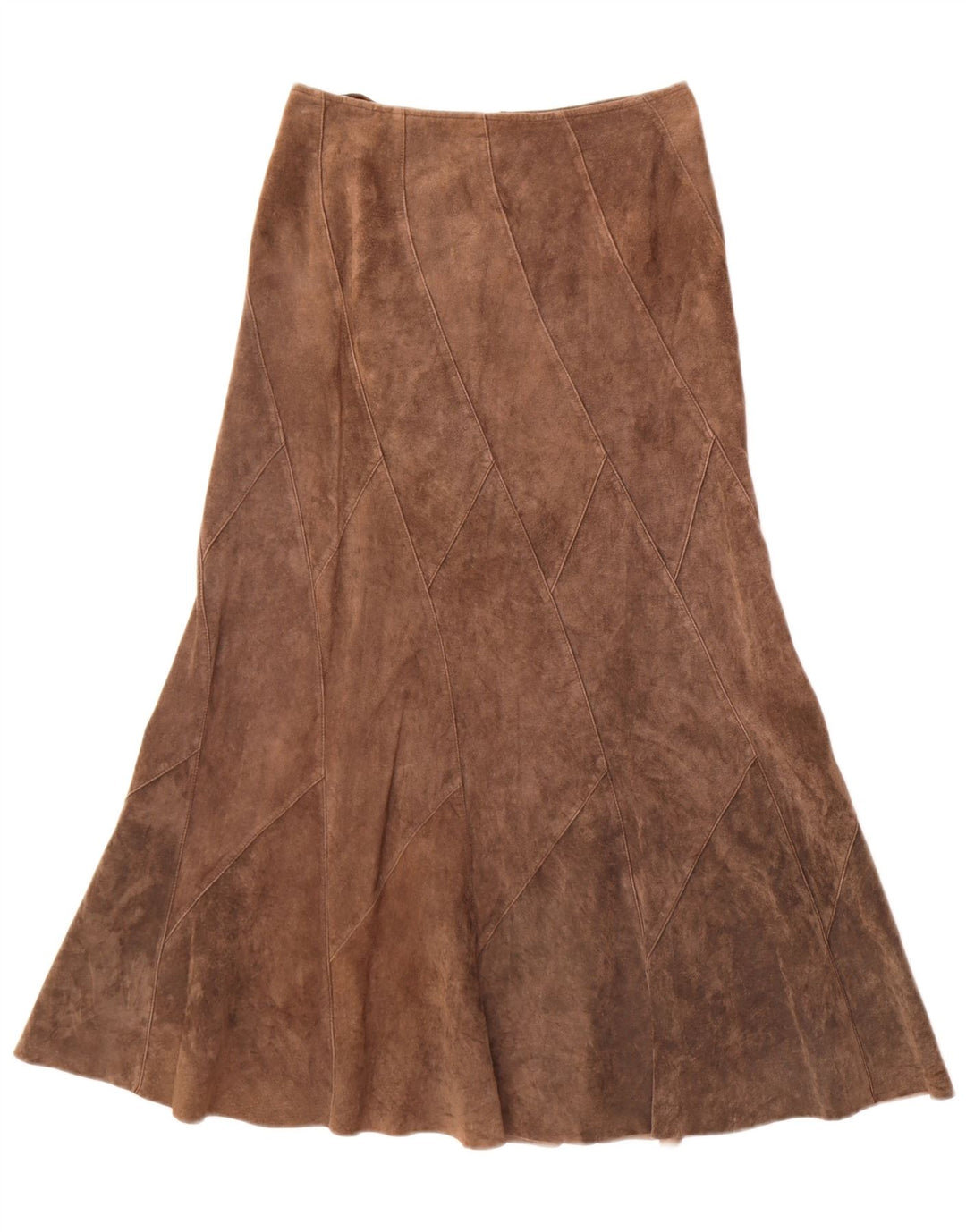 Monsoon Womens Suede Skirt UK 8 Small W26  Brown Leather