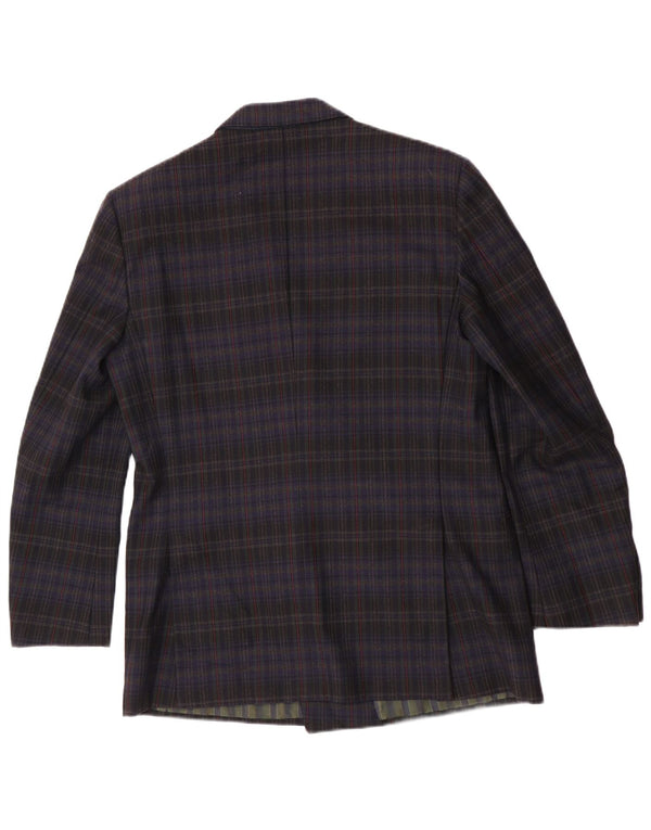 Pal Zileri Mens Double Breasted Blazer Jacket IT 50 Large Navy Blue Check