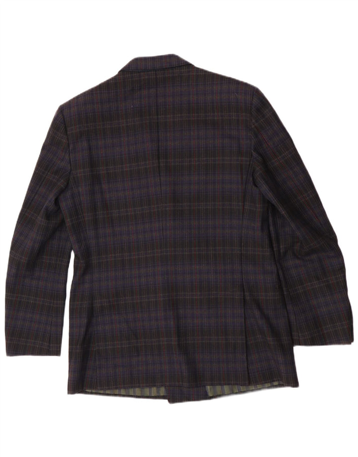 Pal Zileri Mens Double Breasted Blazer Jacket IT 50 Large Navy Blue Check