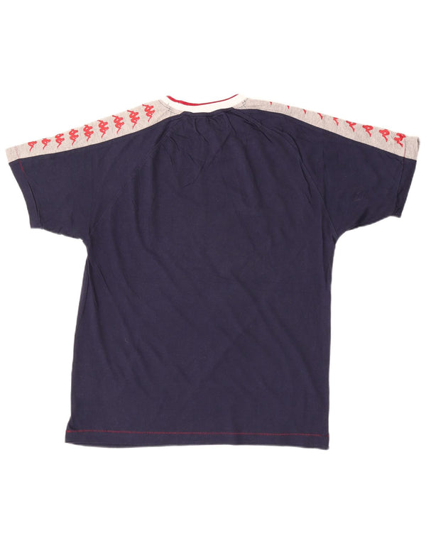 Kappa Mens Graphic T-Shirt Top Medium Navy Blue Colourblock Cotton