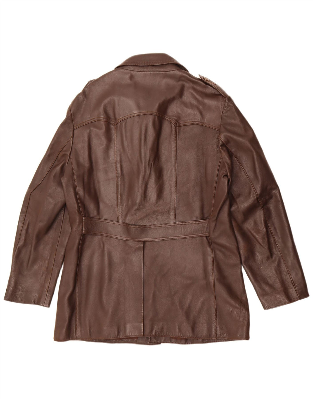 Vintage Mens Military Leather Jacket UK 36 Small Brown