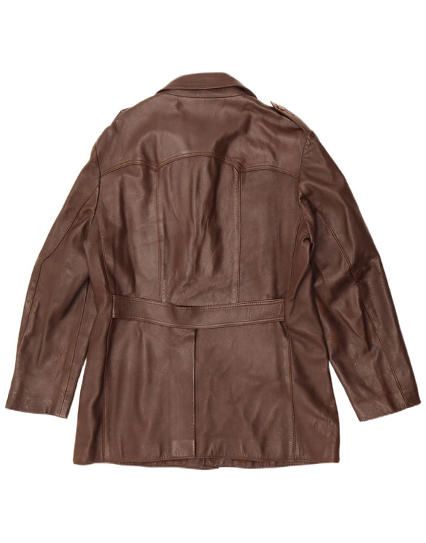 Vintage Mens Military Leather Jacket UK 36 Small Brown