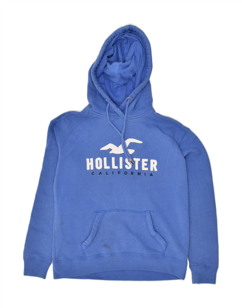 HOLLISTER Womens Oversized Graphic Hoodie Jumper UK 6 XS Blue Cotton | Vintage Hollister | Thrift | Second-Hand Hollister | Used Clothing | Messina Hembry 