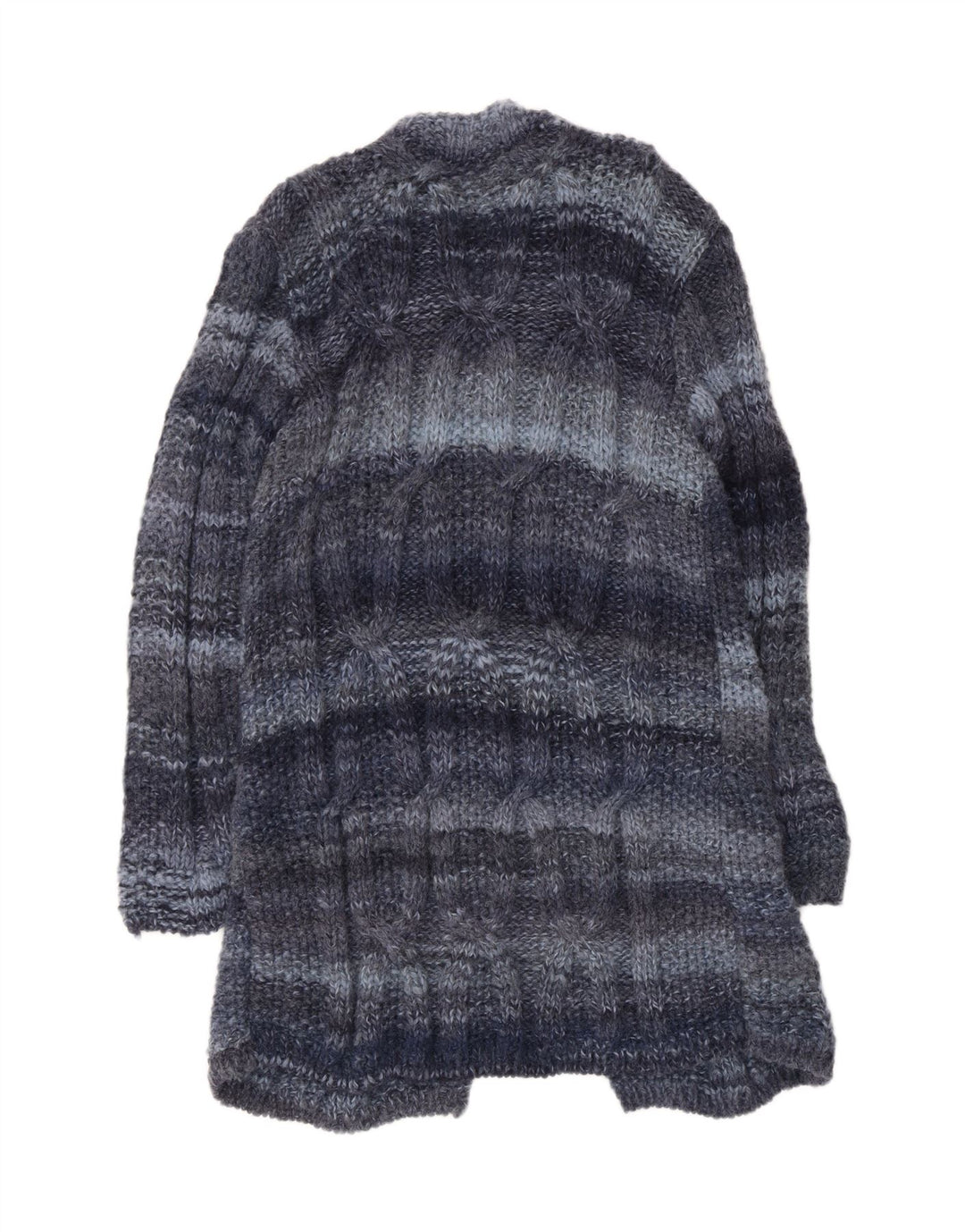 Vintage Womens Longline Cardigan Sweater UK 12 Medium Blue Striped