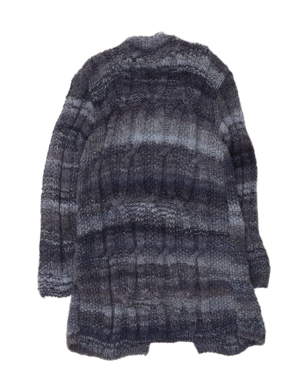 Vintage Womens Longline Cardigan Sweater UK 12 Medium Blue Striped