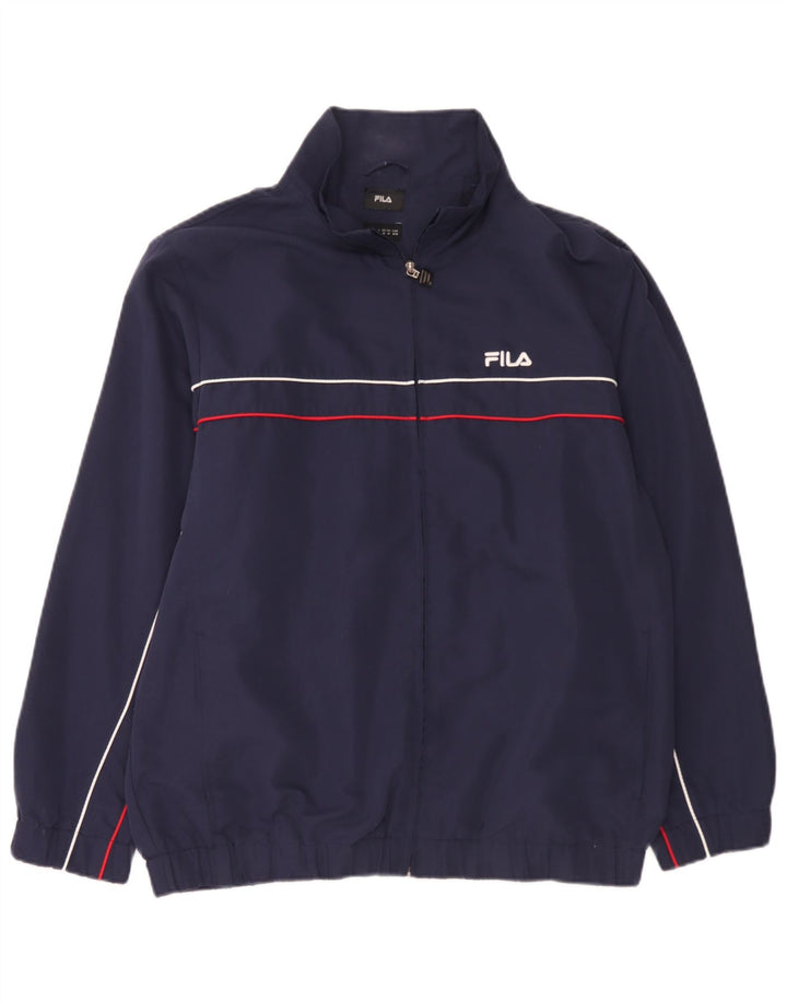 Fila Mens Loose Fit Bomber Jacket UK 38 Medium Navy Blue Striped Polyester