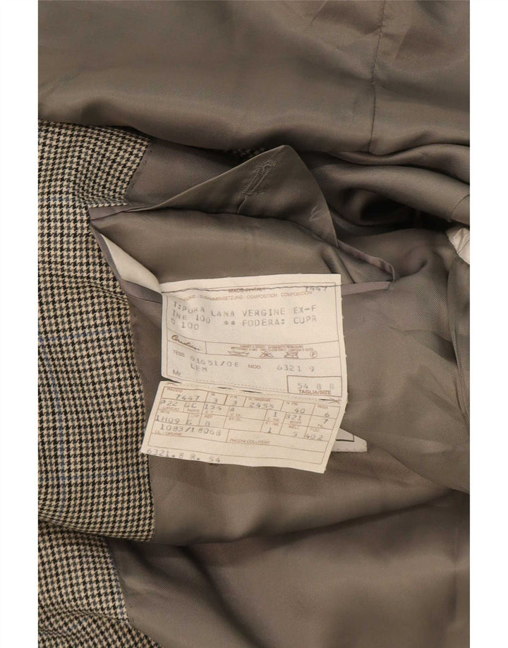 Corneliani Mens 2 Button Blazer Jacket IT 54 2XL Grey Houndstooth