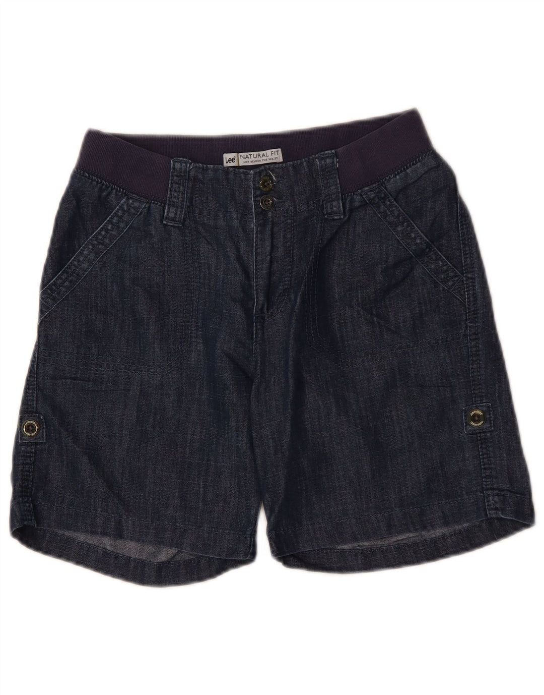 LEE Womens Natural Fit Chino Shorts W28 Medium Navy Blue Cotton