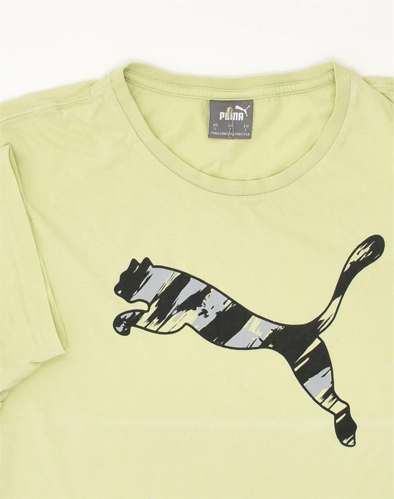 PUMA Womens Graphic T-Shirt Top UK 16 Large Green Cotton | Vintage Puma | Thrift | Second-Hand Puma | Used Clothing | Messina Hembry 