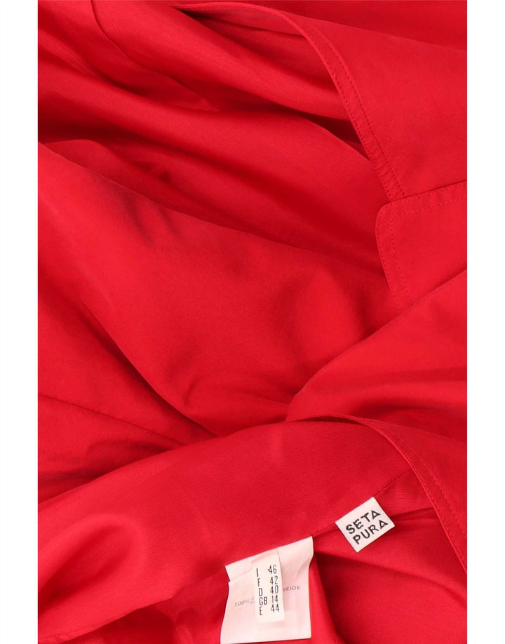 Vintage Womens 2 Button Blazer Jacket UK 14 Large Red Silk
