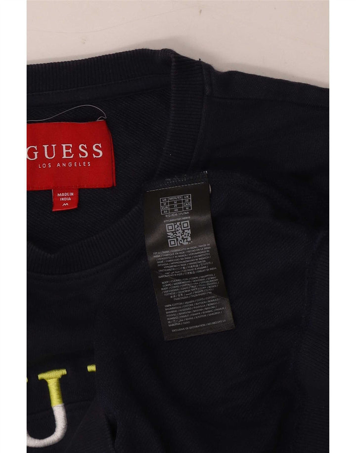 Guess Mens Graphic Sweatshirt Jumper Medium Navy Blue Cotton