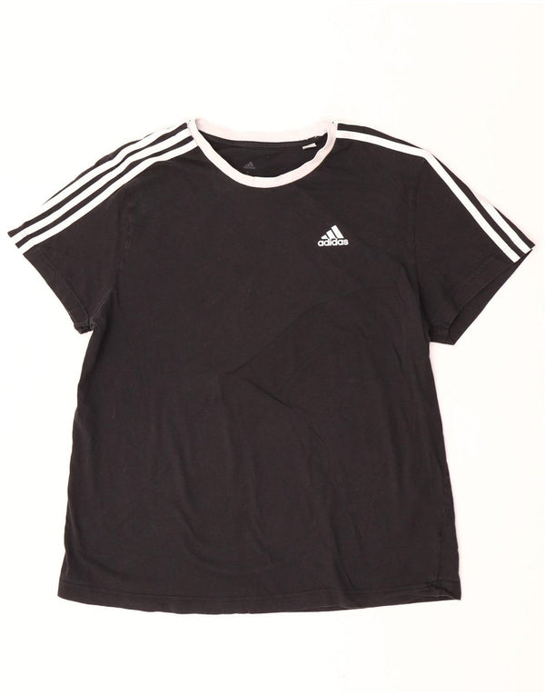 Adidas Womens T-Shirt Top UK 16/18 Large Black Cotton