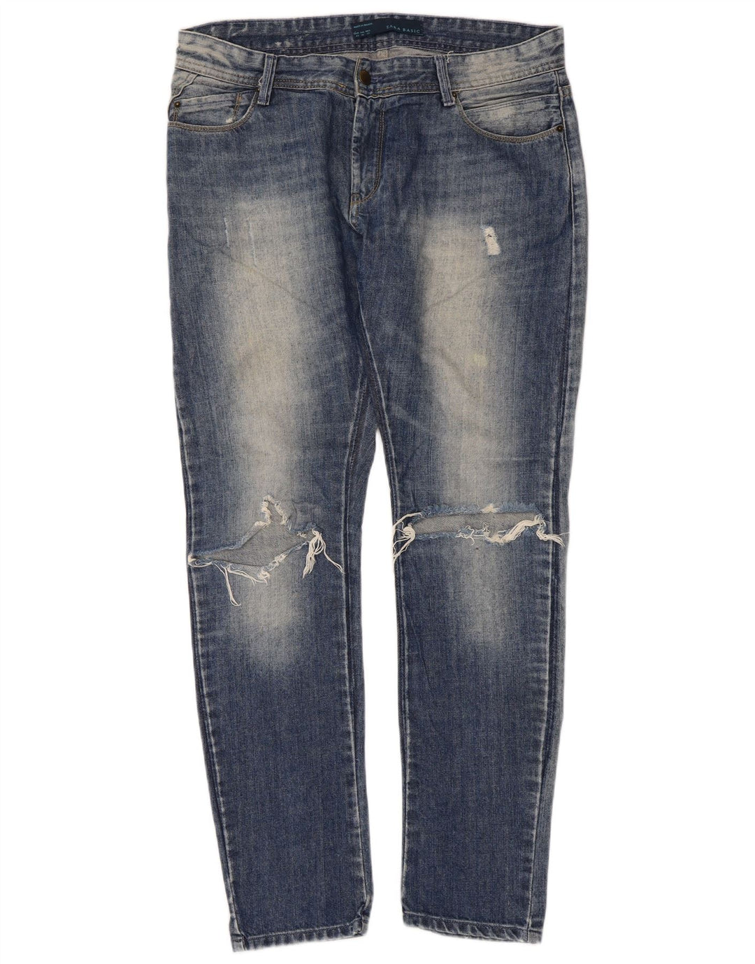 Zara Womens Distressed Slim Jeans EU 42 Large W32 L30 Blue