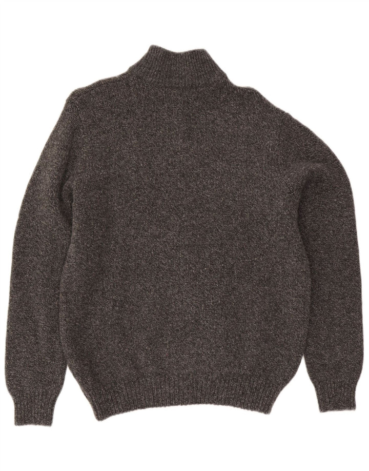 L.L.Bean Mens Cardigan Sweater Medium Grey Flecked Lambswool